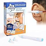 Ear Wax Cleaner - MEXITOP 16 New-Designed Replacement Tips, Ear Pick Spiral Improves the Effect of Ear Wax Removal Drop + Bonus Noise Canceling Ear Plugs, Blue (Upgraded Version)