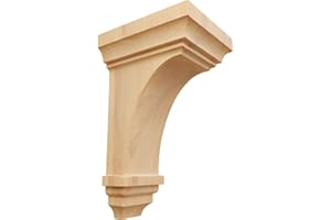 Ekena Millwork CORW04X04X08JERO Small Jefferson Wood Corbels, 4"W x 4 3/4"D x 8"H, Red Oak