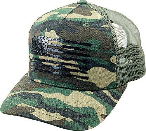 TACTICAL-001M CAM-BLK UV Print Flag Tactical Operator Mesh Back Trucker Hat Special Forces USA Army Cap