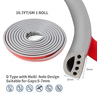 Qishare Silicone Rubber Weather Strip, Multi-Hole Design Seal Strip for Doors and Windows, Professional Self Adhesive Anti Collision Soundproof Waterproof Dustproof Windproof, 6M (D9x8mm, Gray)