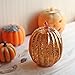 Romingo Mercury Glass Pumpkin Light with Timer for Halloween Pumpkin Decorations Fall and Thanksgiving Decor, Gold 7.5 inches