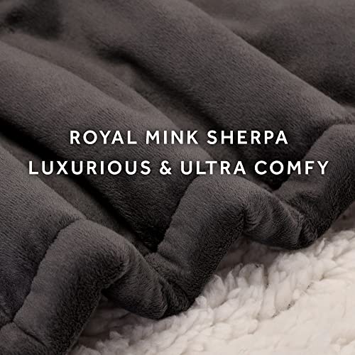 Sunbeam Royal Mink Sherpa Night Fog Heated Personal Throw / Blanket