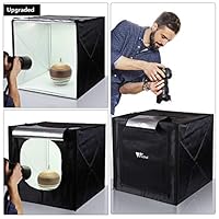 amzdeal Light Box Photo Studio 20 x 20 inch Professional Photography Tent with LED Light 4 Backdrops (White Black Orange Grey)