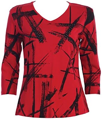 Jess &amp; Jane "Stellar" Cotton Top in Red - 15-1117RED (X-Large)
