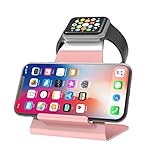 XUNMEJ Watch Stand Compatible for Apple Watch Charging Dock Stand Bracket Station Holder for Apple Watch Series 4 3 2 1 (42mm 38mm) Phone Xs X Max XR X 8 8plus 7 7plus 6S 6plus (Rose Gold)