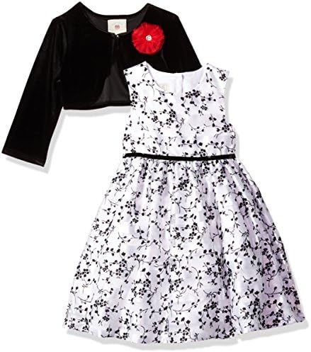 Marmellata Little Girls' Holiday Dress With Shrug, White/Black, 2T