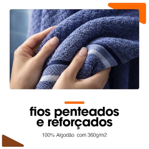 Toalha Banho Gigante Algodão Luxo Macia Alta Absorção Felpuda Premium Fio Penteado Hotel Spa Cor Azul