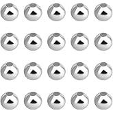 PH PandaHall 300pcs 925 Sterling Silver Plated Round Beads, 4mm Seamless Smooth Beads Waist Bead Round Ball Bead Brass Loose Spacers for Bikini Belly Chain Layered Bracelet Jewelry Making