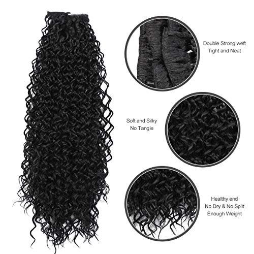 Fashion Icon Hair 22'' Synthetic Clip in on Hair Extensions,Double Weft Kinky Jerry Curly/Wavy Full Head False Hairpieces for Women 120G 7Pcs/Lot-Natural Black 1B Color