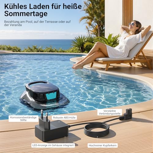 Chviluerio 12.6 V Power Supply for Aiper Pool Robots, Compatible with Aiper Scuba SE Wireless Robot Pool Cleaner Pool Vacuum Cleaner Replacement Adapter Charger Charging Cable - with Charging