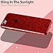 MATEPROX Compatible with iPhone 6s Case Compatible with iPhone 6 Case Glitter Slim Bling Crystal Clear 3 Layer Hybrid Protective Case(Red)