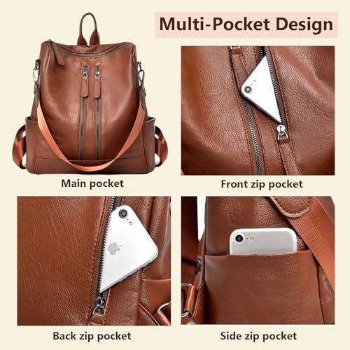 Mochila Femininas Bolsa De Viagem Escolar Faculdade Grande Capacidade Acompanha Uma Alça De Ombro Removível E Uma Entrada Para Fone De Ouvido (Marrom)