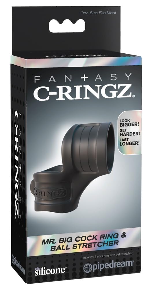 Pipedream Fantasy C-Ringz Mr. Big Cock Ring and Ball Stretcher Black 3/3.3 cm