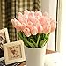 Tulip Pink 10 Pcs SOLEDI PU Real-touch Artificial Flowers for Bridal Bouquet Wedding Living Room Table Home Garden Decoration