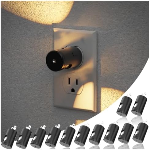 JandCase Night Lights Plug into Wall,12 Pack Mini Lens Night Light with 3CCT Color Temperature,180° Rotatable Night-lights,Dimmable Nightlight Plug in with Light Sensor for Bathroom Hallway Room Decor