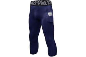 Yuerlian Men’s 3/4 Compression Pants Athletic Tights Sports Baselayer Running Workout Leggings with Pocket