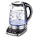 Queen Sense Upgraded Glass Electric Water Kettle with 5 Temperature Settings, 12 Hours Keep Warm Function,1.7 L / 7 Cups Large Capacity Illuminating Cordless Tea Kettle, 1500 W Fast Water Boiler