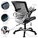 Modway Edge Mesh Back and White Vinyl Seat Office Chair With Flip-Up Arms - Computer Desks in Black