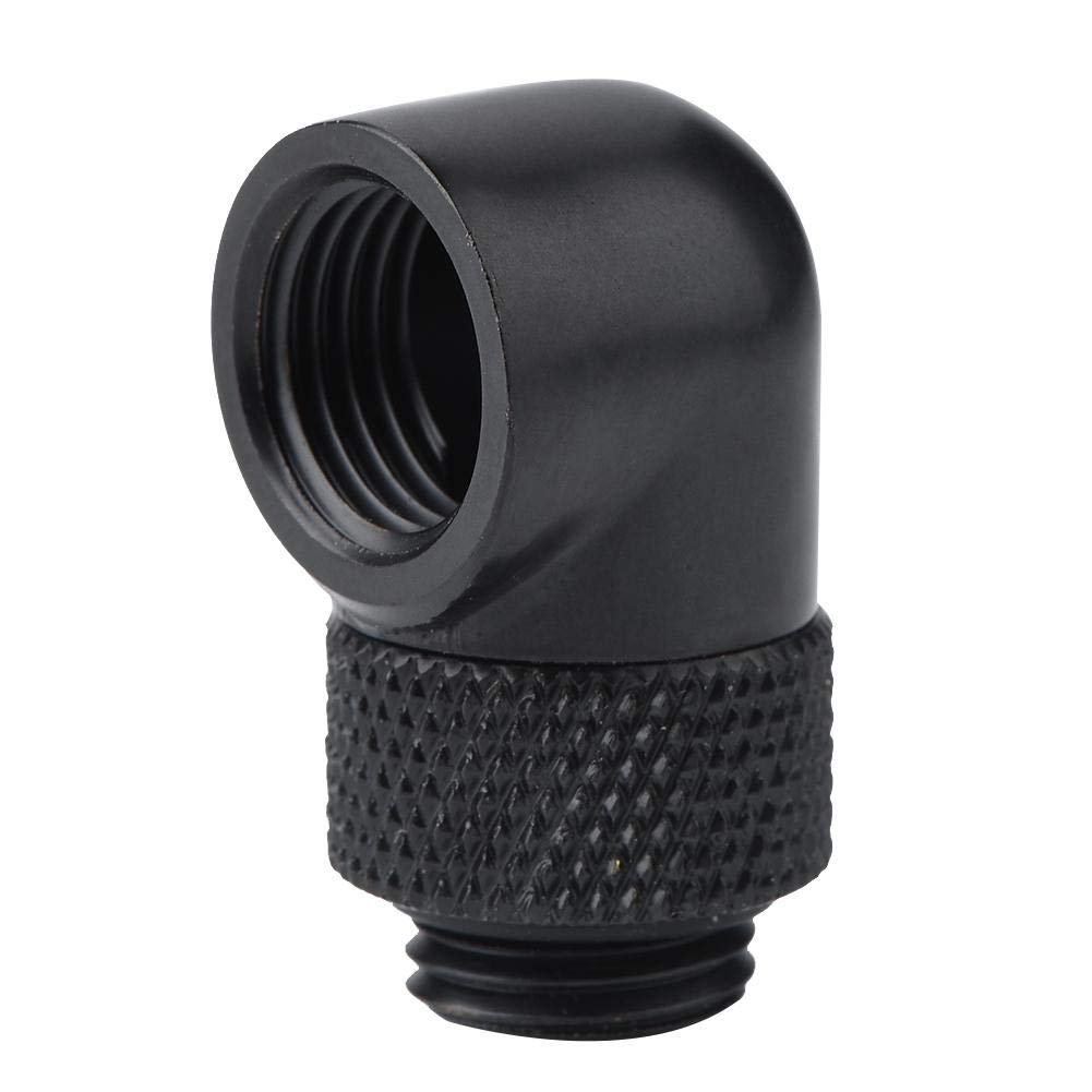 Wendry Tube Fitting,90 Degree Angle Rotary Tube Fitting PC Water Cooling G1/4 Thread Elbow Connector,Wide Application,Easy Installation,With soft and round silicone ring,Delicate Workmanship(Black)