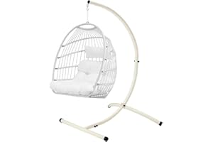 GOUTIME Hammock Chair Stand Only, Hanging Swing Egg Chair Stands Frame Holder, Heavy Duty Steel C Stand for Indoor Outdoor, Max Load 350 LBS,White