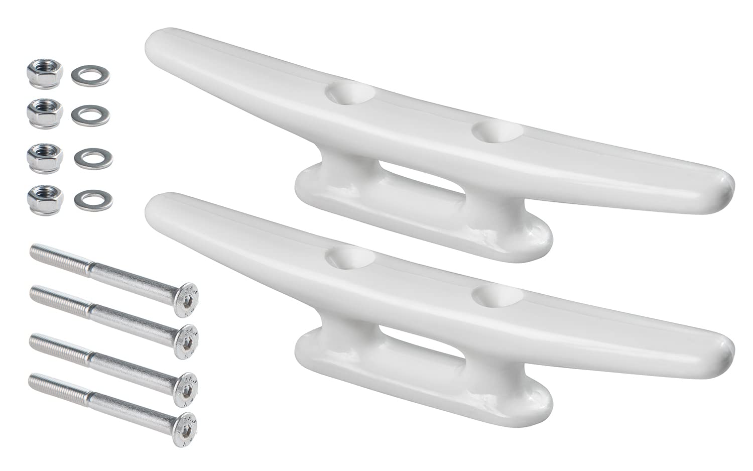 New Marine 2 Nylon Cleats in Black or White, Various Sizes, Includes V4A Screws (White, 170 mm)