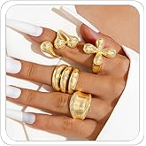 LKingel Chunky Gold Rings for Women Stackable Knuckle Ring Set Adjustable Gold Pearl Dome Rings Set Geometric Chunky Statement Bold Fashion Rings for Women