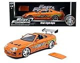 New 1:18 FAST & FURIOUS 7 - ORANGE BRIAN'S TOYOTA SUPRA WITH REMOVABLE ROOF Diecast Model Car By Jada Toys
