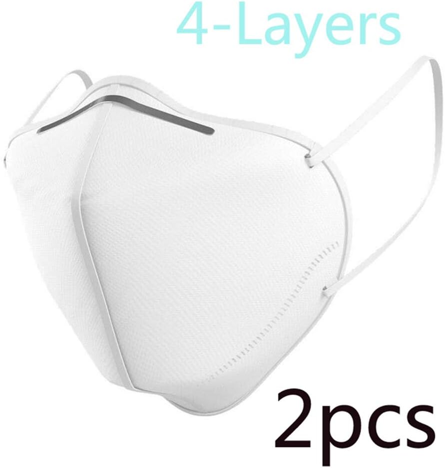 2PCS Disposable 4-Layer KN95 Breathing Masks, Disposable Air Filter Masks Against Dust, Pollution, Particle, Pollen, Smoke, Safety Face Mask