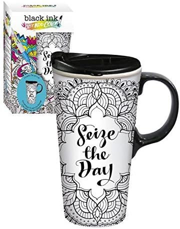 Cypress Home Just Add Color Diy Car Mug 17 Oz Sealed Lid Seize The Day Amazon Ca Home Kitchen