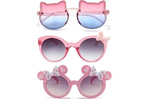 FBHLZ 3 Pairs Girls Sunglasses Pink cute Kids Sunglasses Multiple Shaped Beach Eyewear Outdoor Beach Holiday Age 3-10 Years
