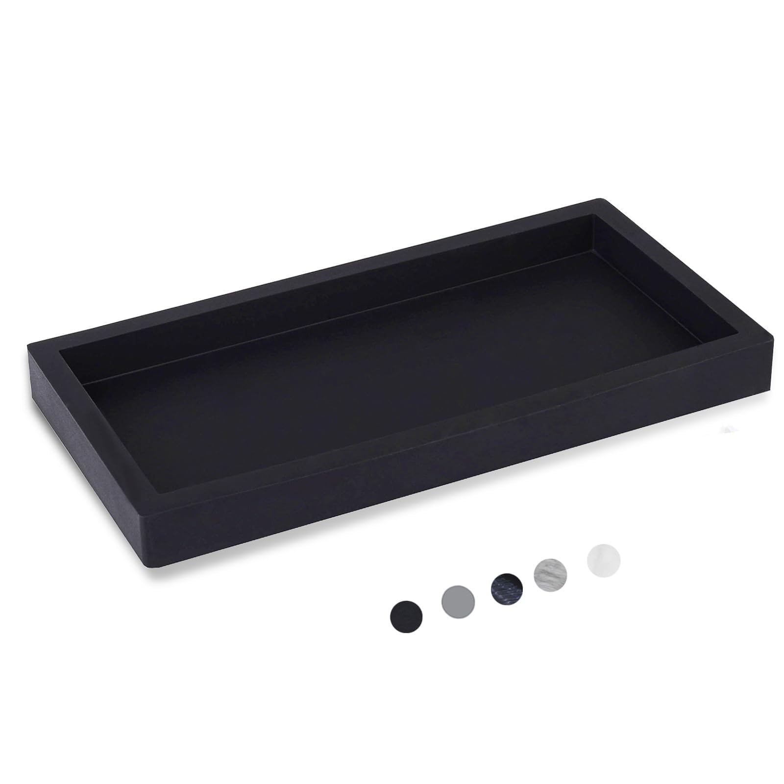 Photo 1 of Small Silicone Bathroom Vanity Tray Rectangle Soap and Sponge Holder Kitchen Sink Organizer for Scrubber, Lotion Bottles, Perfume, Jewelry, Candle, Key Trinket Ring, Black