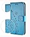 FLYEE Case Compatible with Samsung Galaxy S8 (5.8 inch,Released in 2017),Wallet Case for Women and Girls with Card Holder,Leather Flip case Kickstand for Galaxy S8-Embossed Flowers Blue