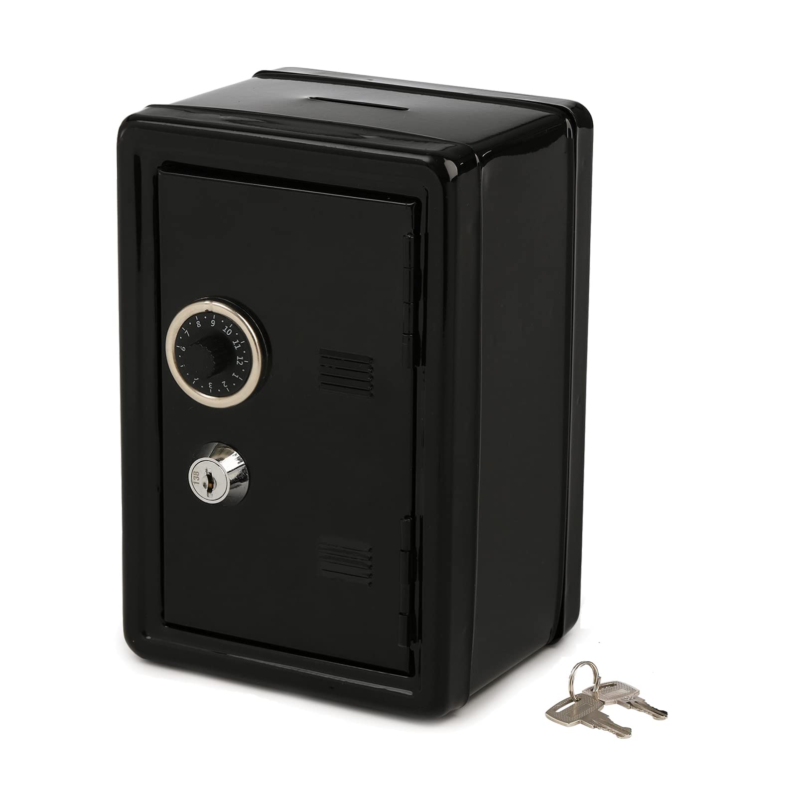 Photo 1 of Frcctre Kids Safe Bank, Money Box with Coin Tray, Mini Locker Small Safe Storage Box Piggy Bank with Combination Lock and Key, 7" H x 4.7" Lx 3.9" W, Black