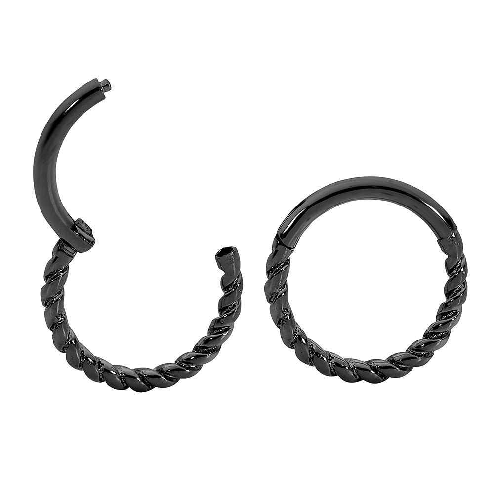 365 SLEEPERS (10mm) 316L Surgical Steel Hypoallergenic Twist Septum Jewellery Hinged Segment Ring Body Piercing Hoop Lip Rings Helix Cartilage Rook Sleeper Earrings