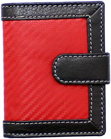 STARHIDE Minimalist Slim Cardholder Real Carbn Fibre Leather Credit Mini Card Case Walllet - 16 Card Sleaves (Red Black) - Image 3