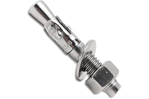 ini moni 3/8" x 2-1/4 inch Wedge Anchor, Stainless Steel Concrete Anchors, Heavy Duty Expansion Bolt Fasteners for high Strength Concrete Bricks/Blocks, Natural Stone, 5 pcs