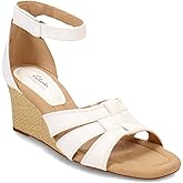 Clarks Women's Kyarra Joy Wedge Sandal, White Leather, 7