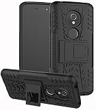 Yiakeng Moto G6 Play Case,Moto E5 5.7" Tracfone(XT1920DL), Moto G6 Forge case, Dual Layer Shockproof Wallet Slim Protective with Kickstand Phone Case Cover (Black)