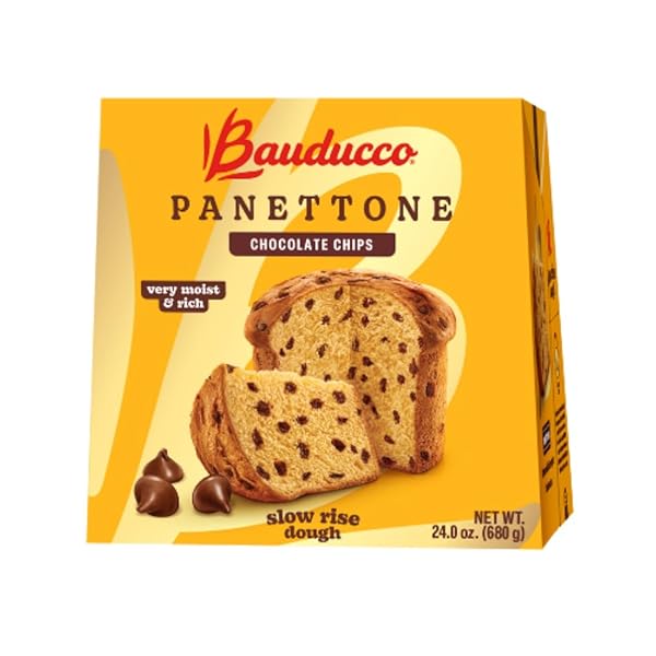 BAUDUCCO PANETTONE WITH CHOCOLATE CHIPS, MOIST & FRESH, TRADITIONAL ITALIAN RECIPE, ITALIAN TRADITIONAL HOLIDAY CAKE 24.0OZ (PACK OF 1)