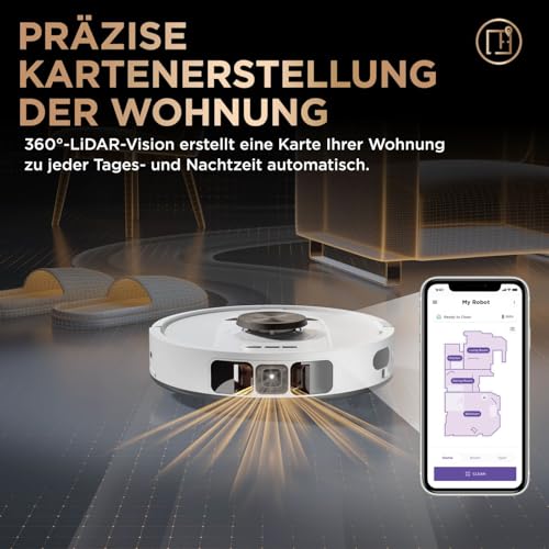 Shark PowerDetect 2-in-1 Saugroboter & Wischroboter, NeverTouch Pro 60-Tage-Selbstentleerung, selbständiges Nachfüllen & Reinigen, 3D-/ LiDAR-Navigation, NeverStuck, App-Steuerung, Weiß RV2800ZEEUWH 10