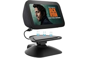 DIANVES All-New Adjustable Charging Stand for Echo Show 5 (3rd Gen)， Tilt + Swivel Stand Multi Angle Rotation Magnetic Anti-Slip Base for Show 5 Compatible with Mobile Phones ,Can charge Headphones (Black)