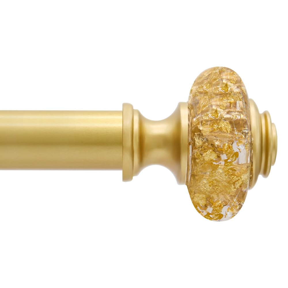 Photo 1 of JZKaspar Curtain Rod 28 to 122Inches,Adjustable Length 1 inch Telescoping Splicing Curtain rods for Windows, Gold Decorative Drapery Rods for Home with Luxury Crystal Finials and Brackets,Gold