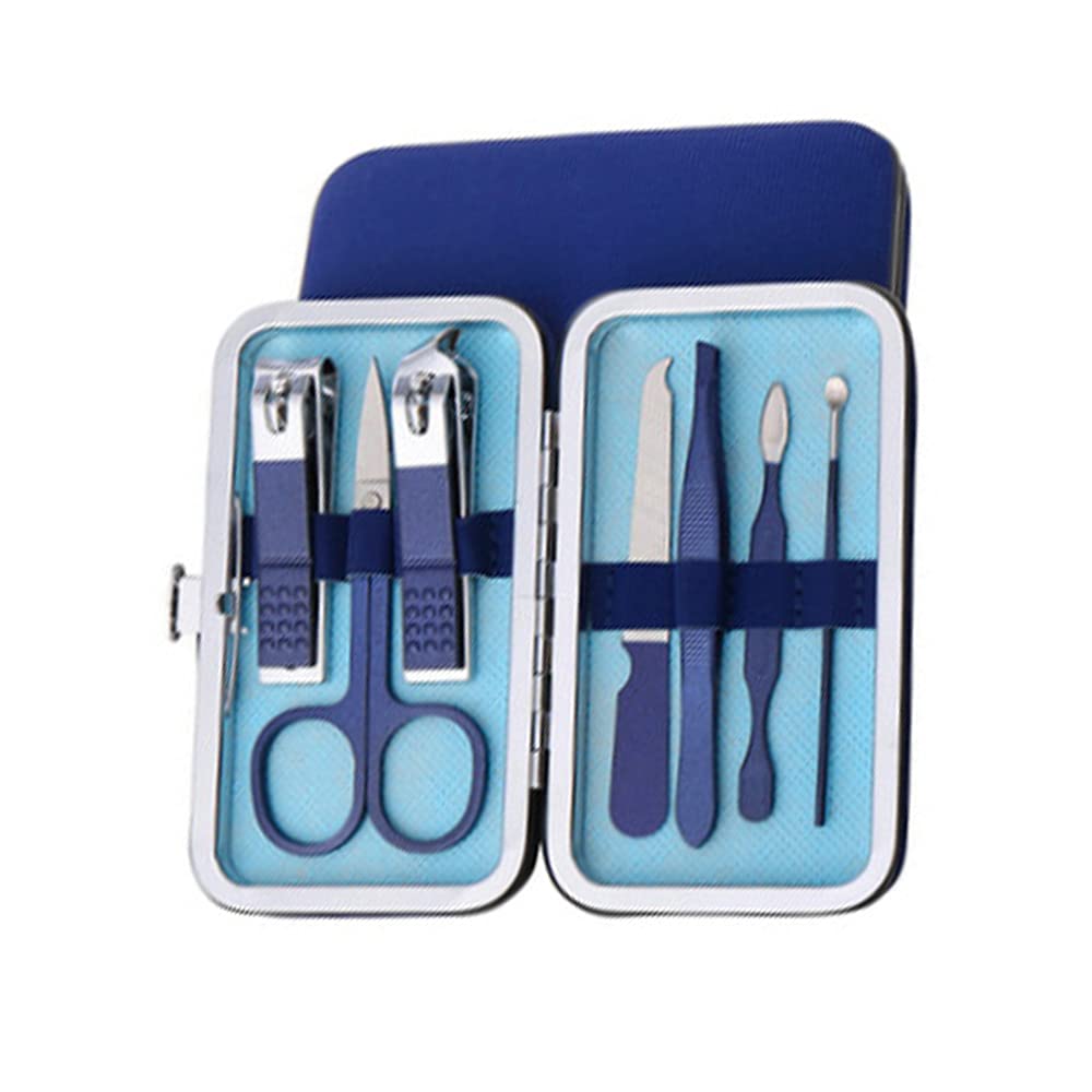 1 Set of Nail Clippers Kit Nail Grooming Kit Manicure Set for Men and Boys, As a Gift for Nail Care(7 PCS, Blue)