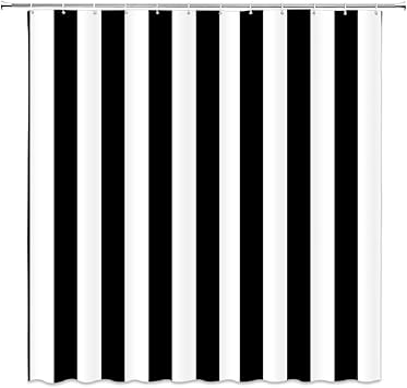Amazon Com Lileihao Black White Striped Shower Curtains