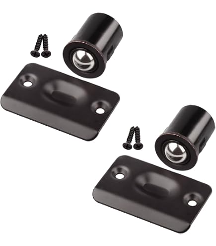 Ilyapa French Door Ball Catch – 2 Pack Black Adjustable Screw-In Latch For Closet, Pantry, Laundry Room Doors