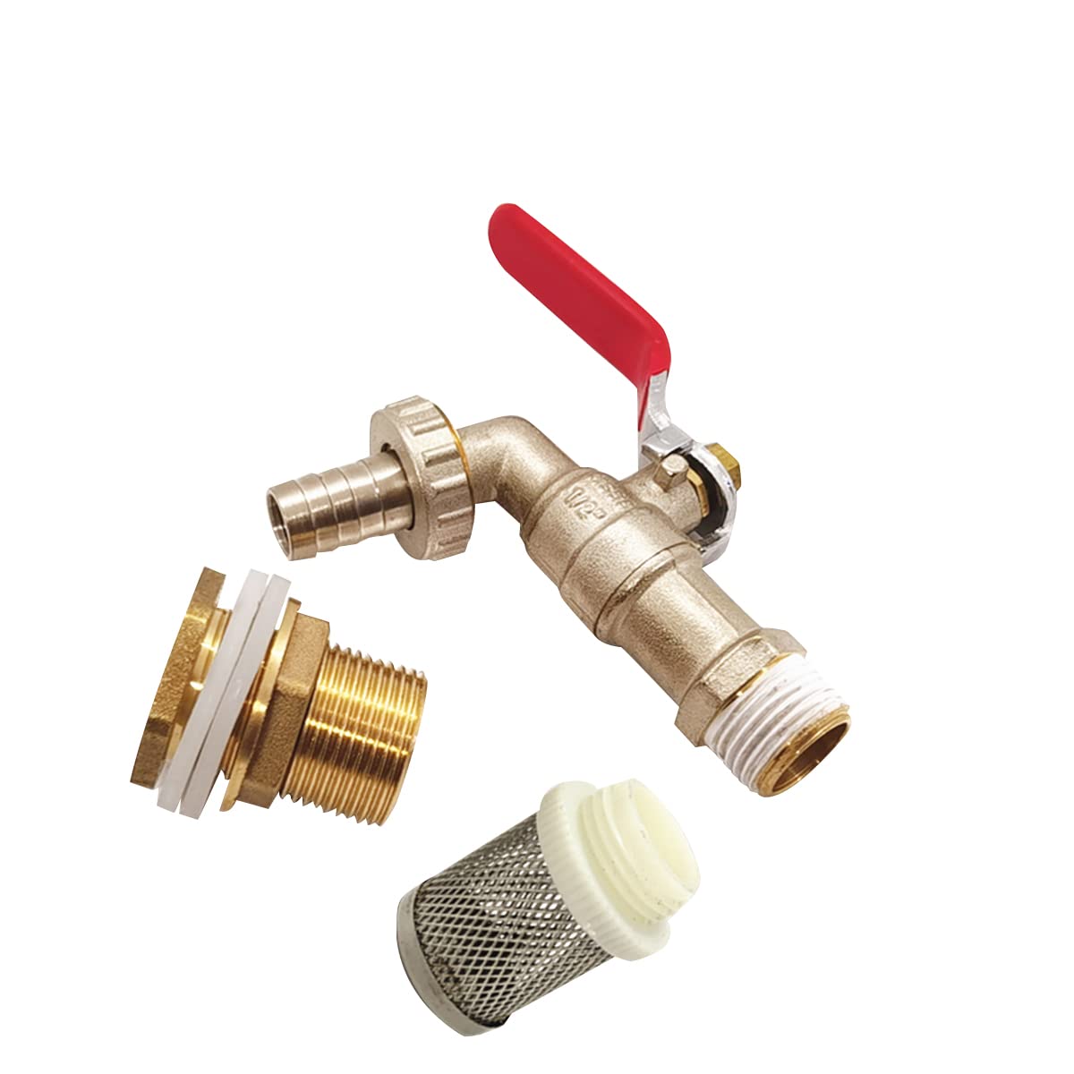MACHSWON IBC Water Tank Tap 1/2" IBC Tank Adapter Garden Hose Thread Faucet Water Tank Valve Hose Connector Brass Tap Fitting With Base Filter