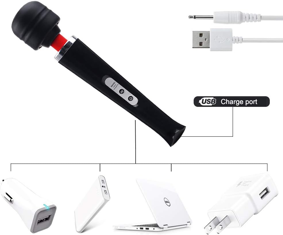 Cordless Personal Wand Electric Massager with 10 Powerful Magic Vibrations, PALOQUETH Rechargeable Handheld Back Massager Wand Massage for Deep Muscles Pain Relief: Health & Personal Care