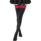 AQOKKA Extra Long Thigh High Socks for Women Striped Over Knee Thigh Socks Long Boot Thigh High Stockings Leg Warmers