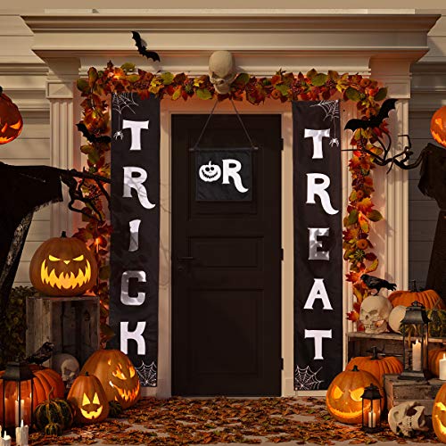 Vosarea 3 Pcs Trick Or Treat Halloween Banner Outdoor Decorations