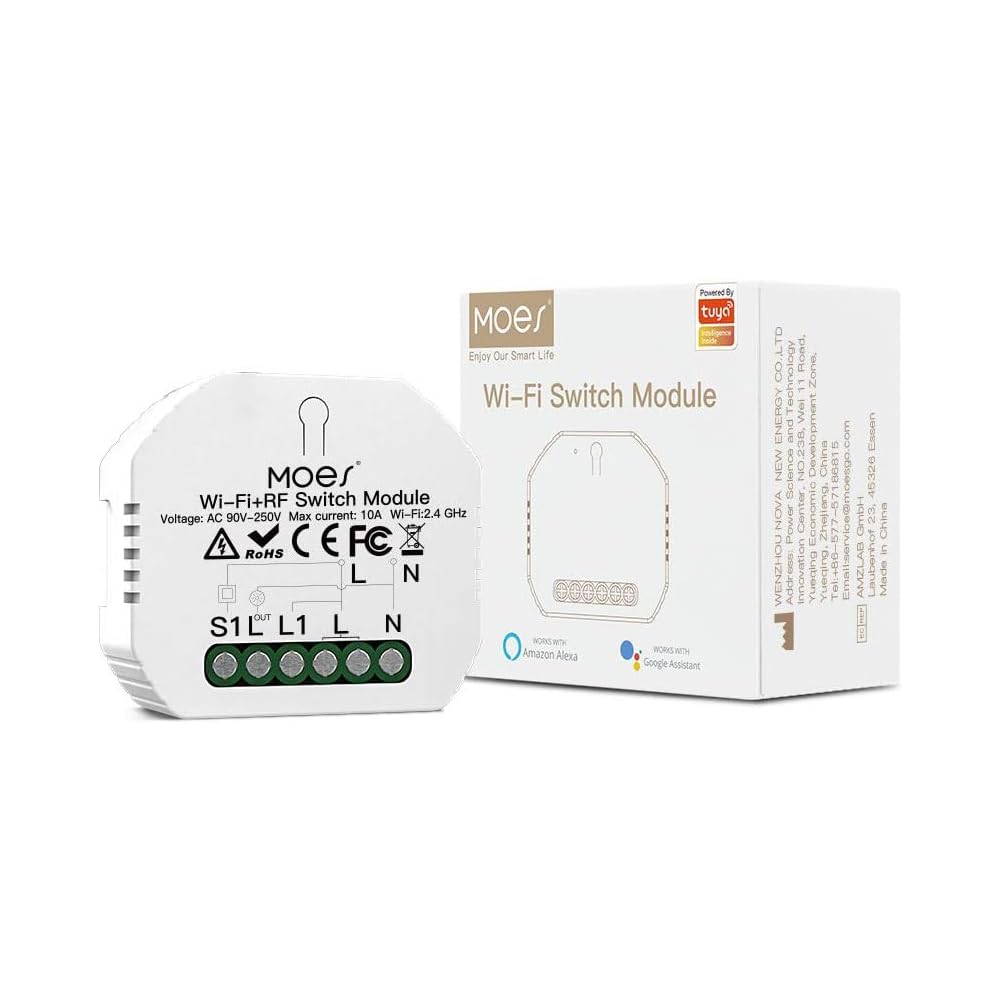 MOES WiFi RF433 Smart Alexa LED Light Switch Module, Wireless Remote Control 1 Way or 2 Way Multi-Control, Compatible with Smart Life Tuya App Alexa and Google Home